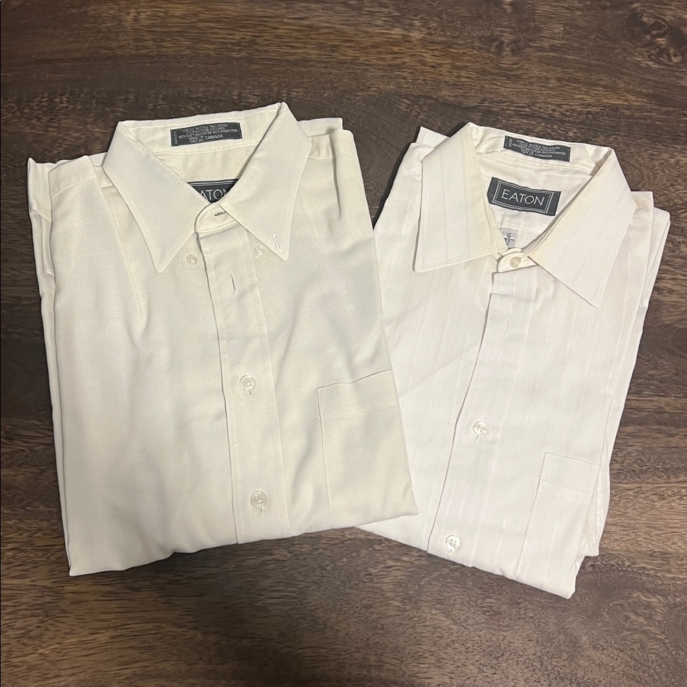 CLOTHING LOT: 60s/70s VINTAGE EATON MENS SHIRTS SZ US 15.5